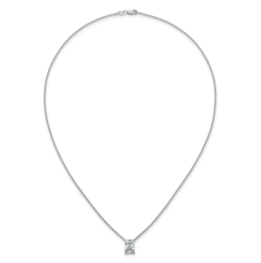 14K Yellow Or White Gold Lab Grown Diamond VS+ F+ Radiant Complete 18 inch Four Prong Pendant Necklace