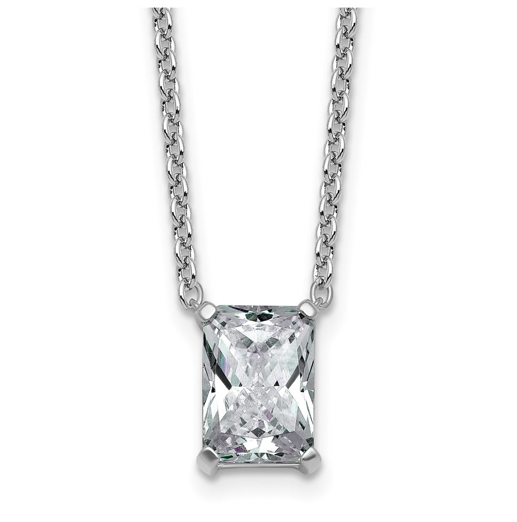 14K Yellow Or White Gold Certified Lab Grown Diamond VS+ F+ Radiant Complete 18 inch Four Prong Pendant Necklace