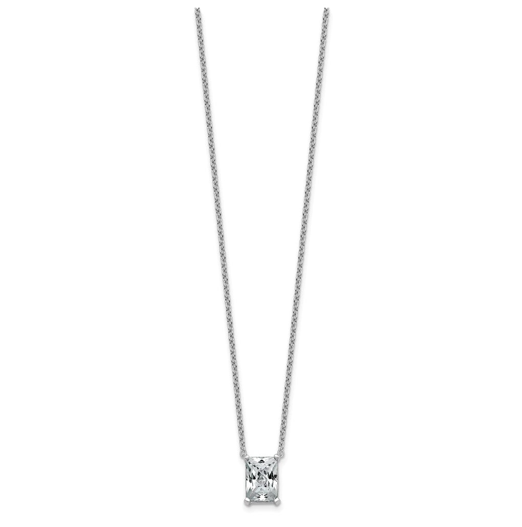 14K Yellow Or White Gold Certified Lab Grown Diamond VS+ F+ Radiant Complete 18 inch Four Prong Pendant Necklace