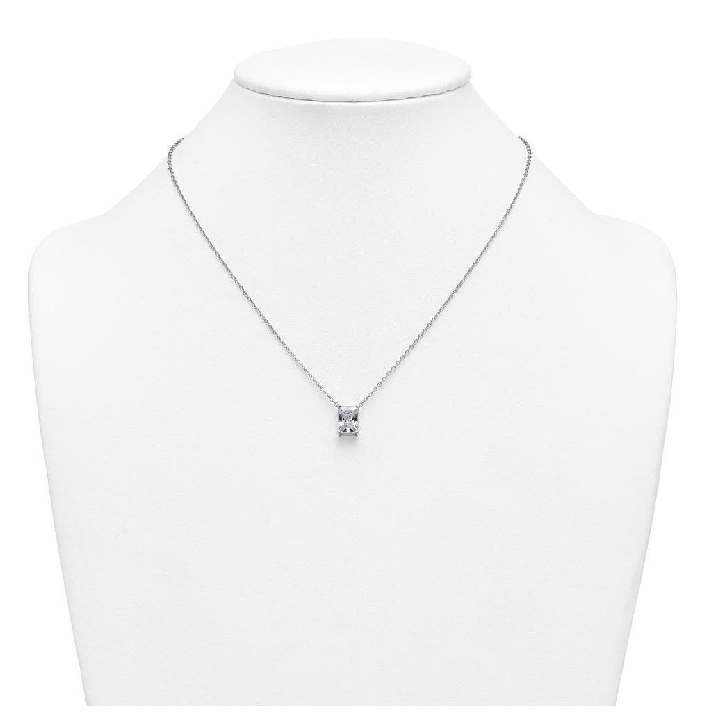 14K Yellow Or White Gold Lab Grown Diamond VS+ F+ Radiant Complete 18 inch Four Prong Pendant Necklace