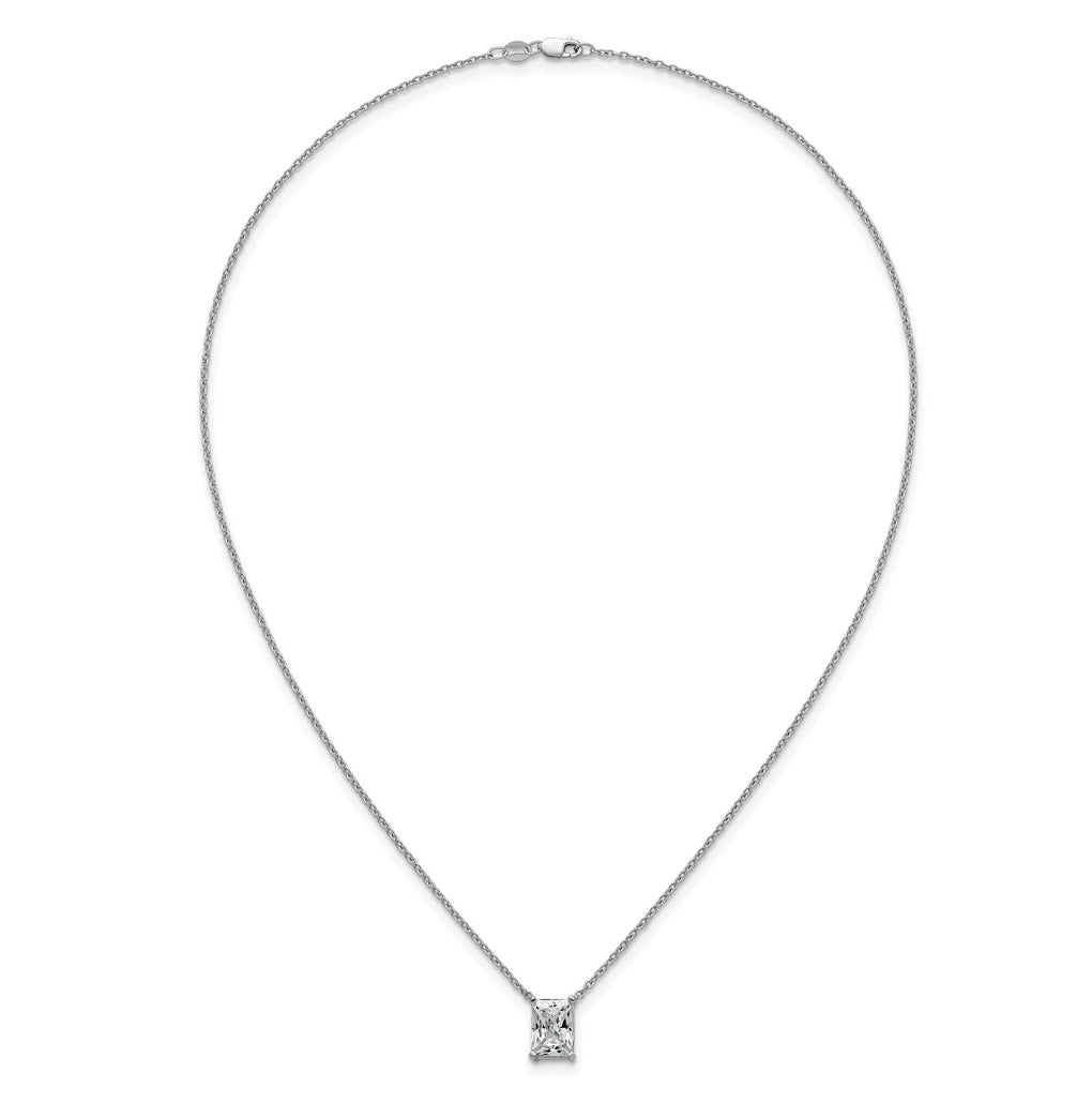 14K Yellow Or White Gold Certified Lab Grown Diamond VS+ F+ Radiant Complete 18 inch Four Prong Pendant Necklace
