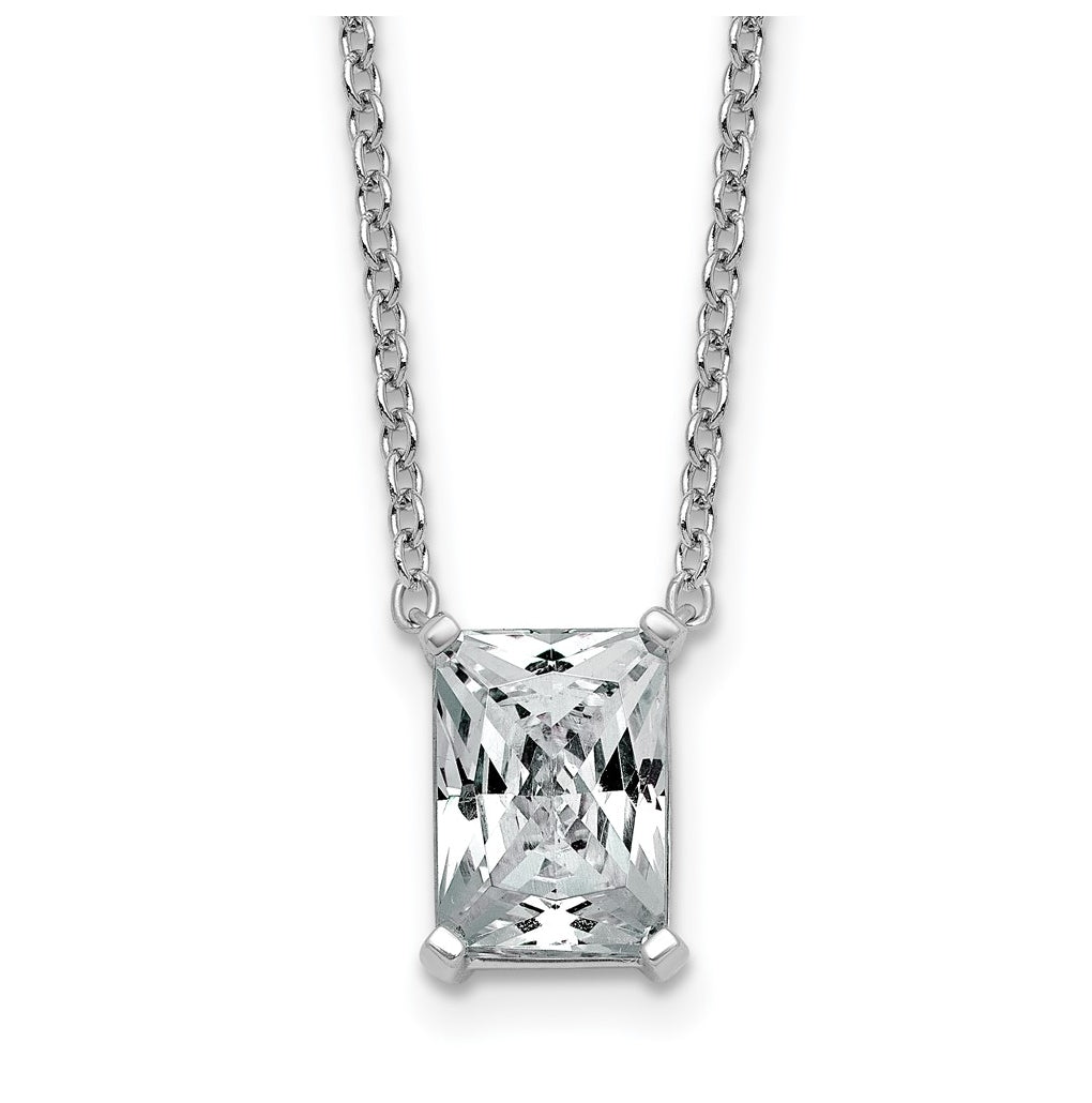 14K Yellow Or White Gold Certified Lab Grown Diamond VS+ F+ Radiant Complete 18 inch Four Prong Pendant Necklace