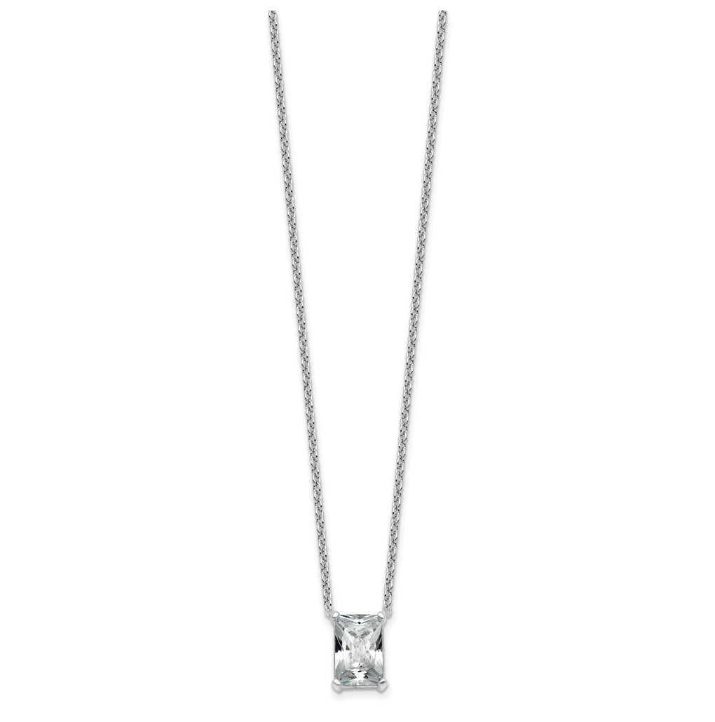 14K Yellow Or White Gold Certified Lab Grown Diamond VS+ F+ Radiant Complete 18 inch Four Prong Pendant Necklace