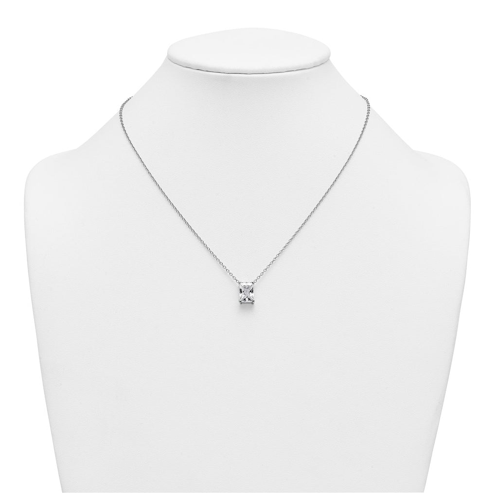 14K Yellow Or White Gold Lab Grown Diamond VS+ F+ Radiant Complete 18 inch Four Prong Pendant Necklace