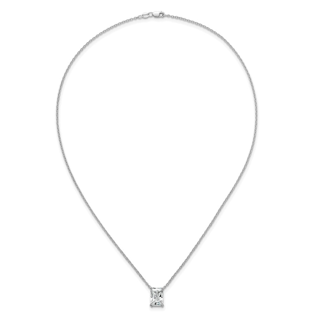 14K Yellow Or White Gold Certified Lab Grown Diamond VS+ F+ Radiant Complete 18 inch Four Prong Pendant Necklace