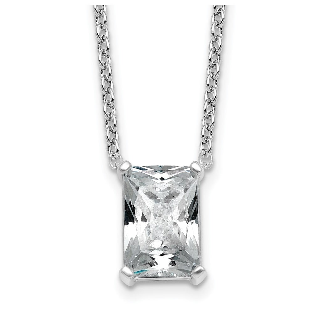 14K Yellow Or White Gold Lab Grown Diamond VS+ F+ Radiant Complete 18 inch Four Prong Pendant Necklace