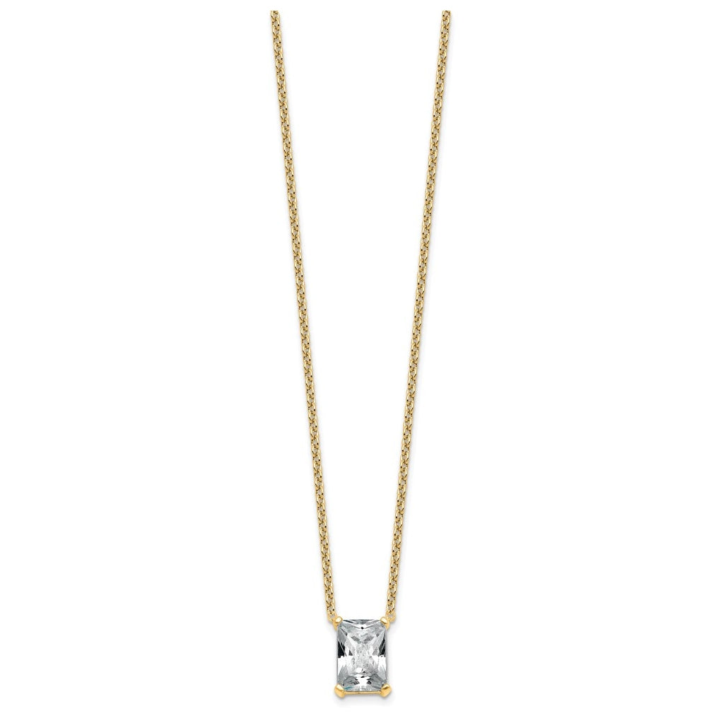 14K Yellow Or White Gold Certified Lab Grown Diamond VS+ F+ Radiant Complete 18 inch Four Prong Pendant Necklace
