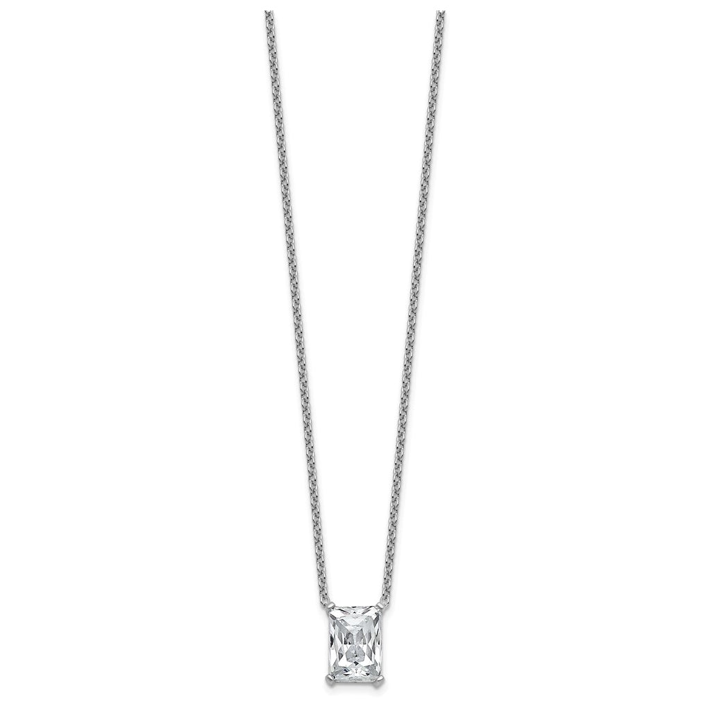 14K Yellow Or White Gold Certified Lab Grown Diamond VS+ F+ Radiant Complete 18 inch Four Prong Pendant Necklace