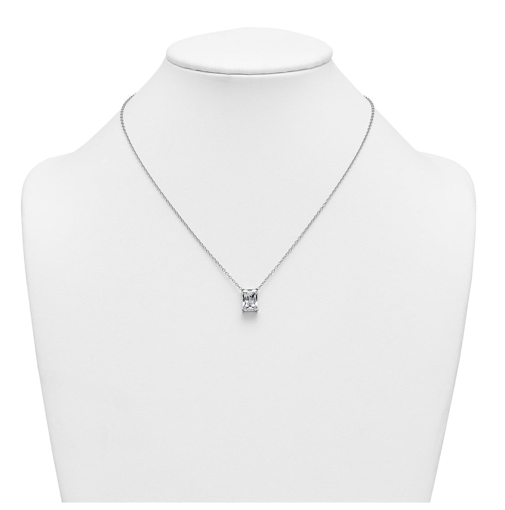 14K Yellow Or White Gold Certified Lab Grown Diamond VS+ F+ Radiant Complete 18 inch Four Prong Pendant Necklace