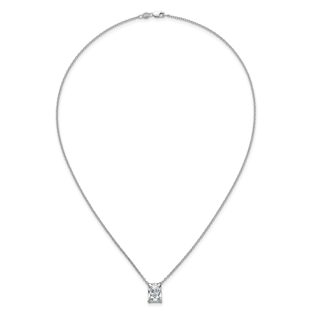 14K Yellow Or White Gold Certified Lab Grown Diamond VS+ F+ Radiant Complete 18 inch Four Prong Pendant Necklace