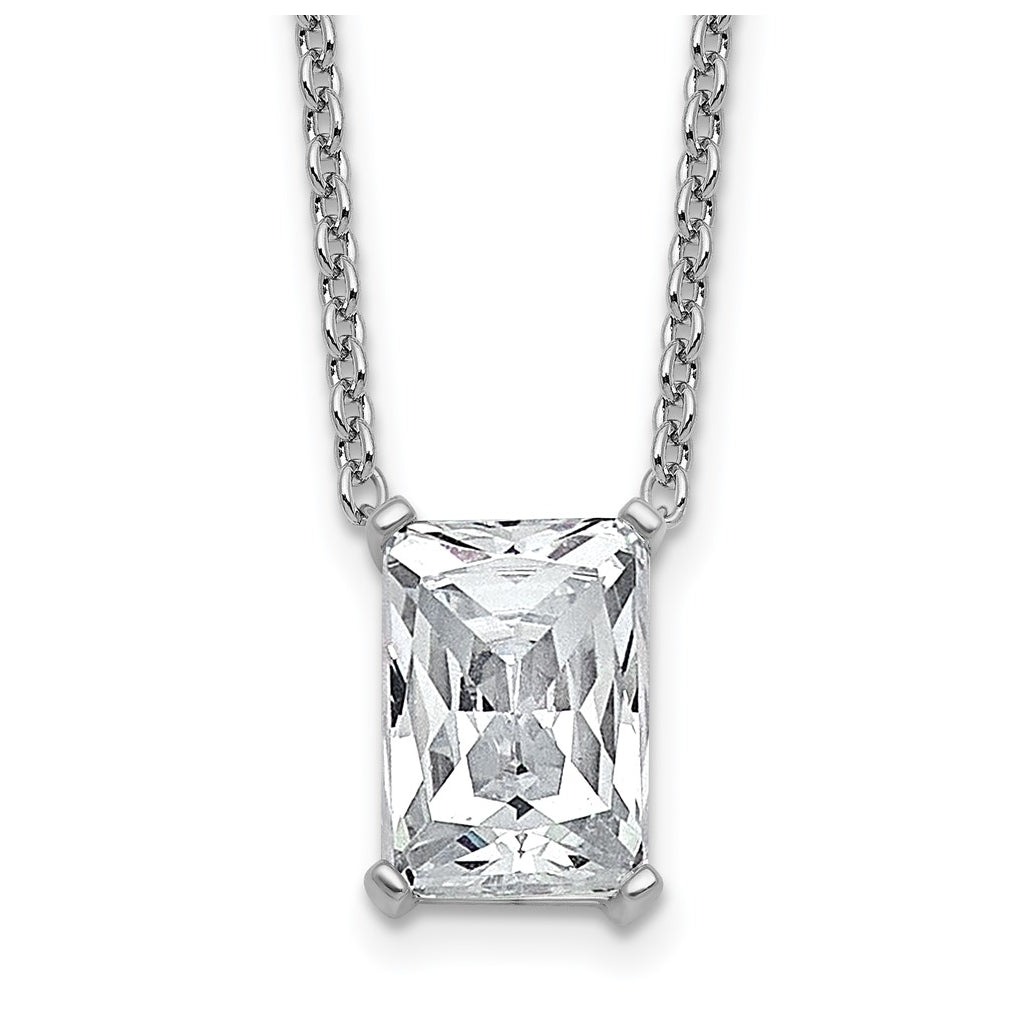 14K Yellow Or White Gold Lab Grown Diamond VS+ F+ Radiant Complete 18 inch Four Prong Pendant Necklace