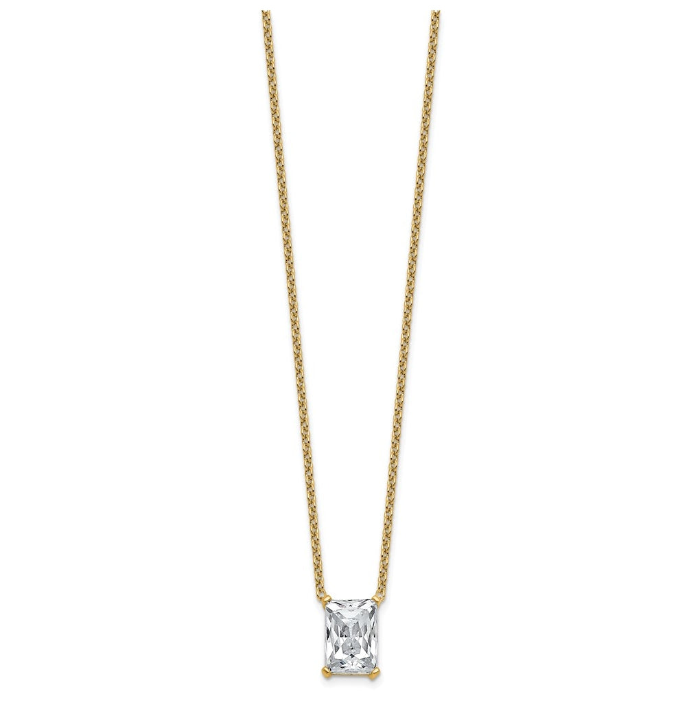 14K Yellow Or White Gold Certified Lab Grown Diamond VS+ F+ Radiant Complete 18 inch Four Prong Pendant Necklace