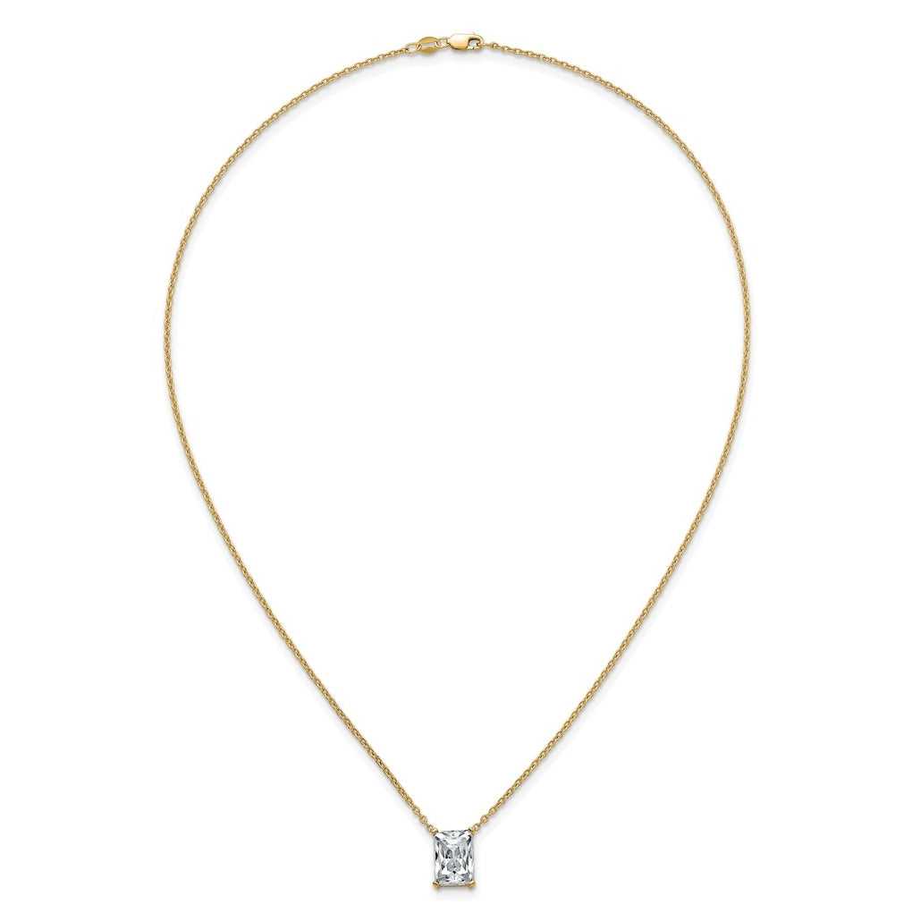 14K Yellow Or White Gold Lab Grown Diamond VS+ F+ Radiant Complete 18 inch Four Prong Pendant Necklace
