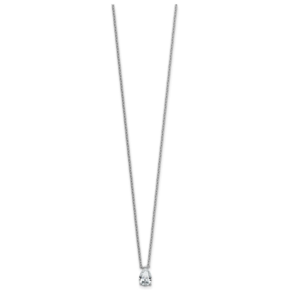 14K Yellow Or White Gold Lab Grown Diamond VS+ F+ Pear Complete 18 inch Three Prong Pendant Necklace