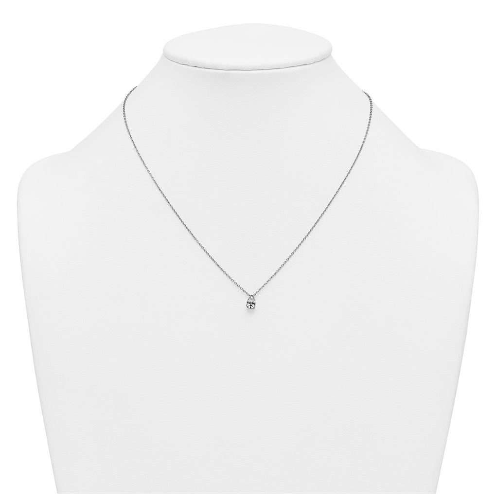 14K Yellow Or White Gold Lab Grown Diamond VS+ F+ Pear Complete 18 inch Three Prong Pendant Necklace