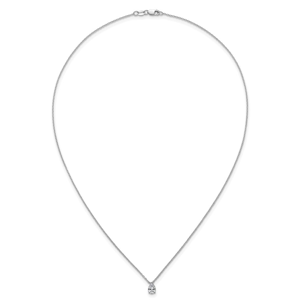14K Yellow Or White Gold Lab Grown Diamond VS+ F+ Pear Complete 18 inch Three Prong Pendant Necklace