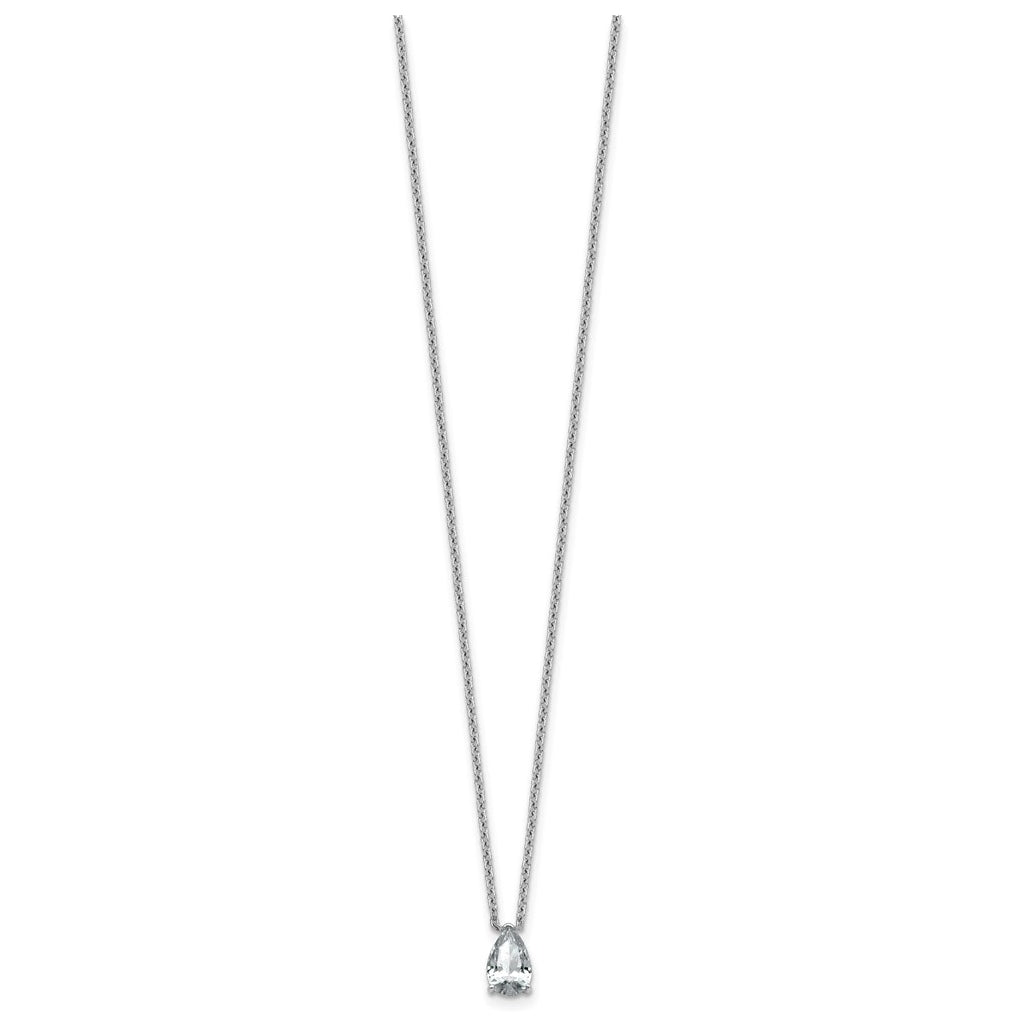 14K Yellow Or White Gold Lab Grown Diamond VS+ F+ Pear Complete 18 inch Three Prong Pendant Necklace