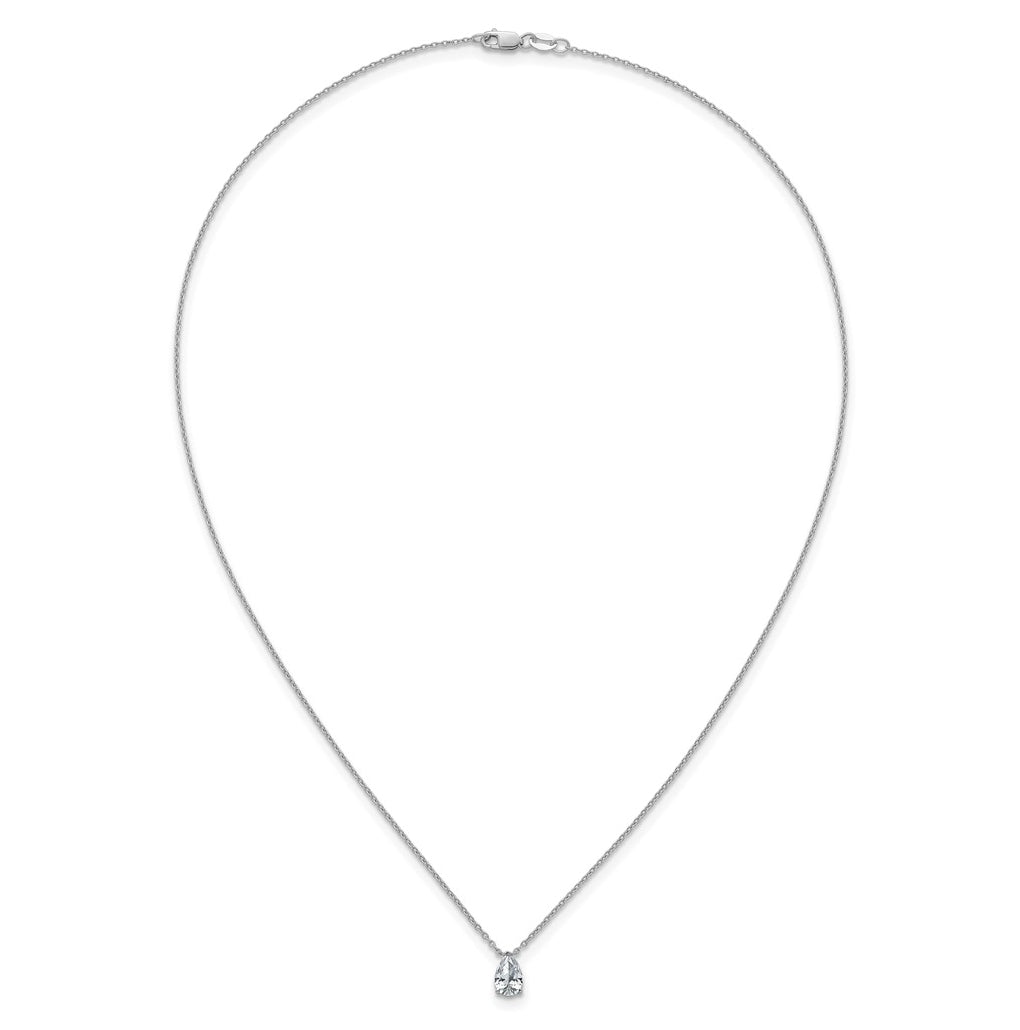 14K Yellow Or White Gold Lab Grown Diamond VS+ F+ Pear Complete 18 inch Three Prong Pendant Necklace