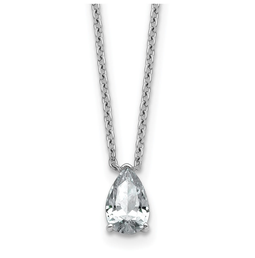 14K Yellow Or White Gold Lab Grown Diamond VS+ F+ Pear Complete 18 inch Three Prong Pendant Necklace