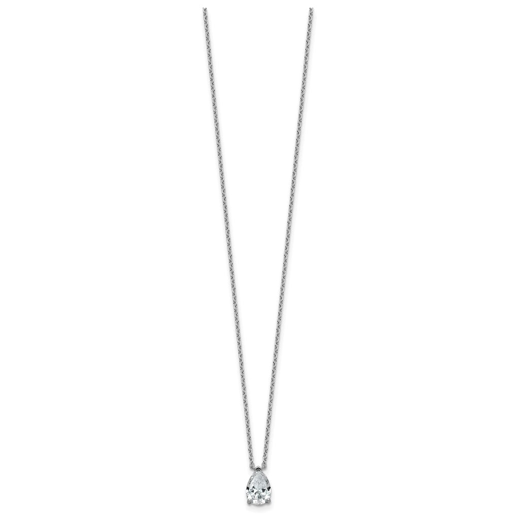 14K Yellow Or White Gold Lab Grown Diamond VS+ F+ Pear Complete 18 inch Three Prong Pendant Necklace