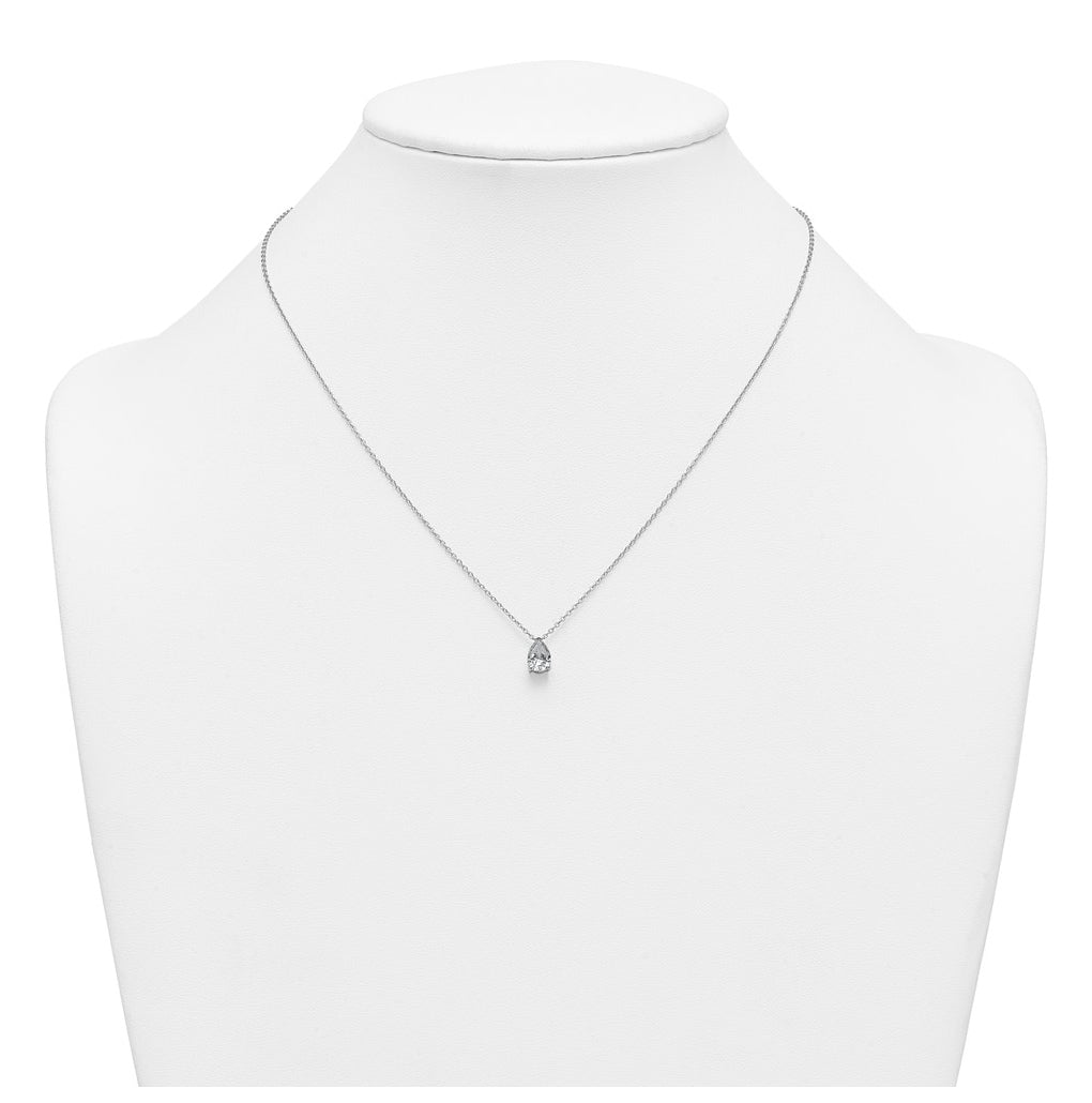 14K Yellow Or White Gold Certified Lab Grown Diamond VS+ F+ Pear Complete 18 inch Three Prong Pendant Necklace