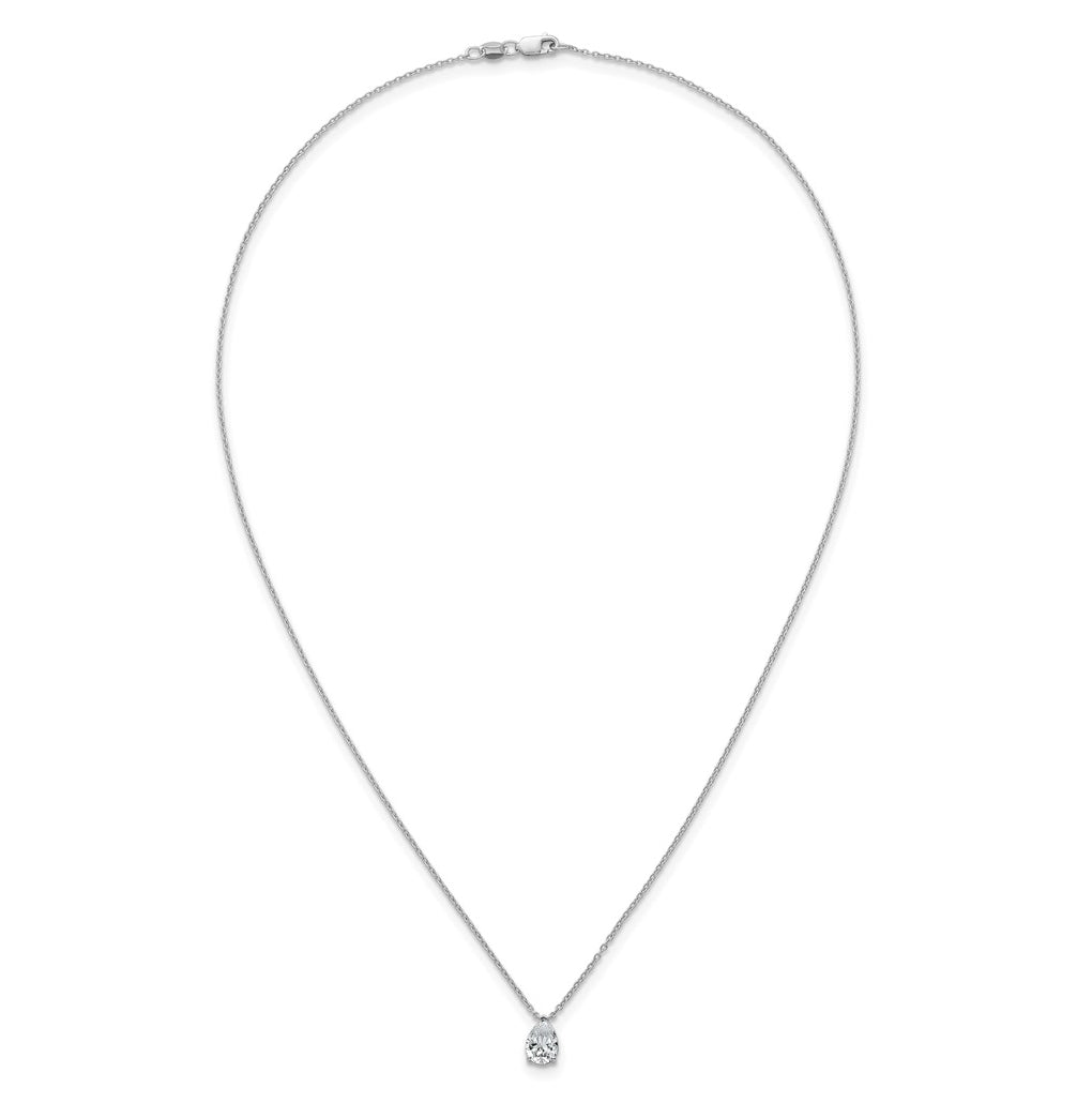 14K Yellow Or White Gold Lab Grown Diamond VS+ F+ Pear Complete 18 inch Three Prong Pendant Necklace