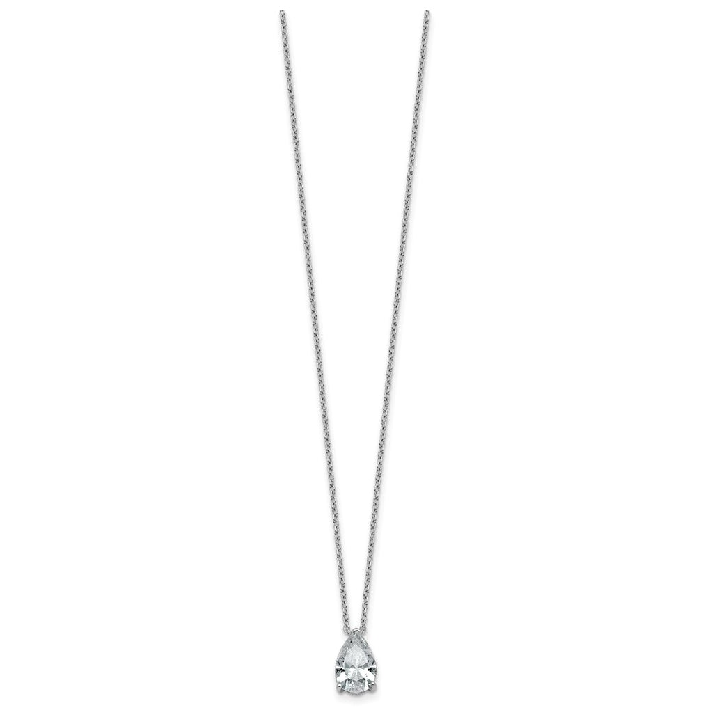 14K Yellow Or White Gold Certified Lab Grown Diamond VS+ F+ Pear Complete 18 inch Three Prong Pendant Necklace