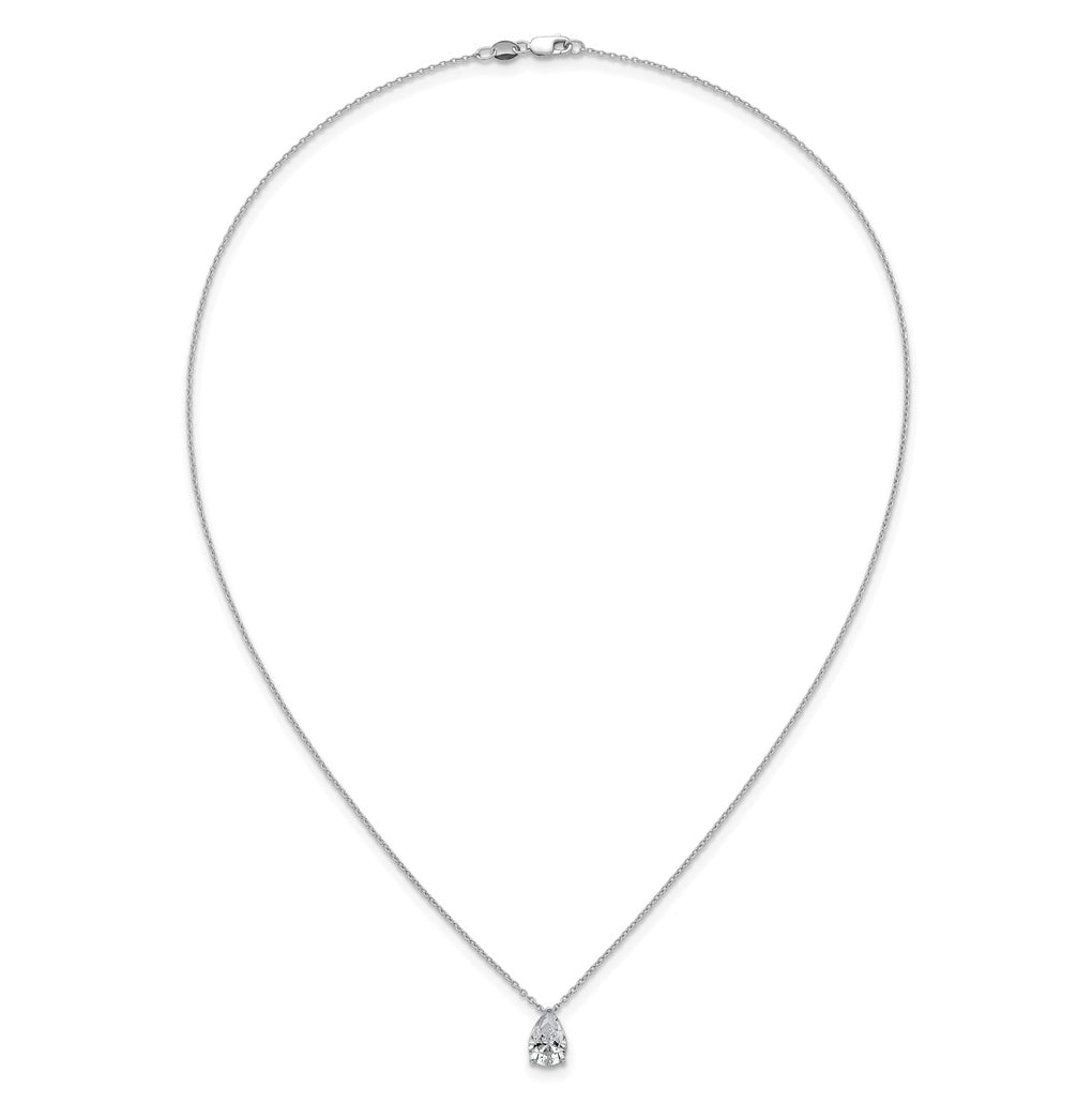 14K Yellow Or White Gold Lab Grown Diamond VS+ F+ Pear Complete 18 inch Three Prong Pendant Necklace