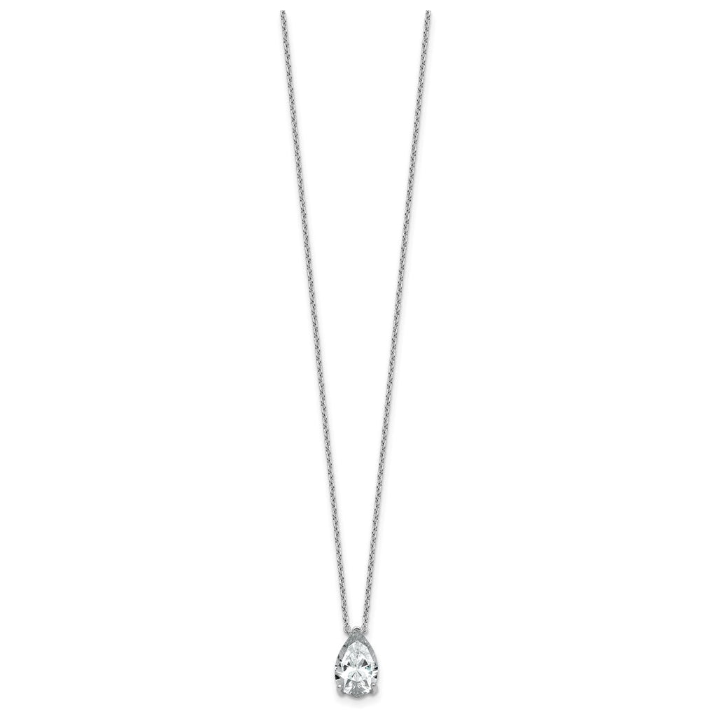 14K Yellow Or White Gold Certified Lab Grown Diamond VS+ F+ Pear Complete 18 inch Three Prong Pendant Necklace