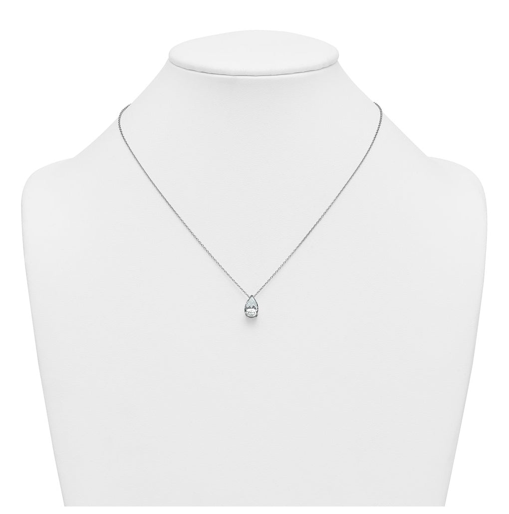 14K Yellow Or White Gold Certified Lab Grown Diamond VS+ F+ Pear Complete 18 inch Three Prong Pendant Necklace