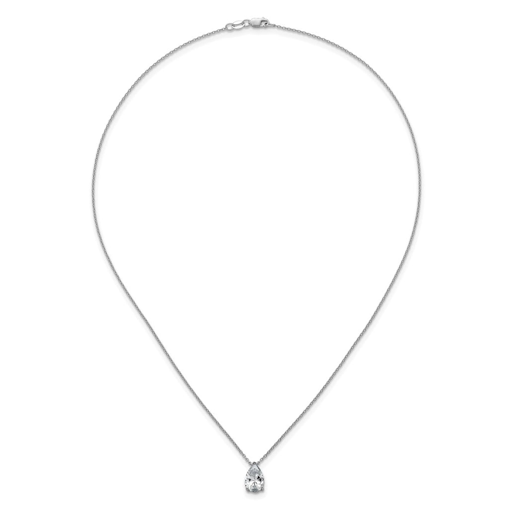14K Yellow Or White Gold Certified Lab Grown Diamond VS+ F+ Pear Complete 18 inch Three Prong Pendant Necklace
