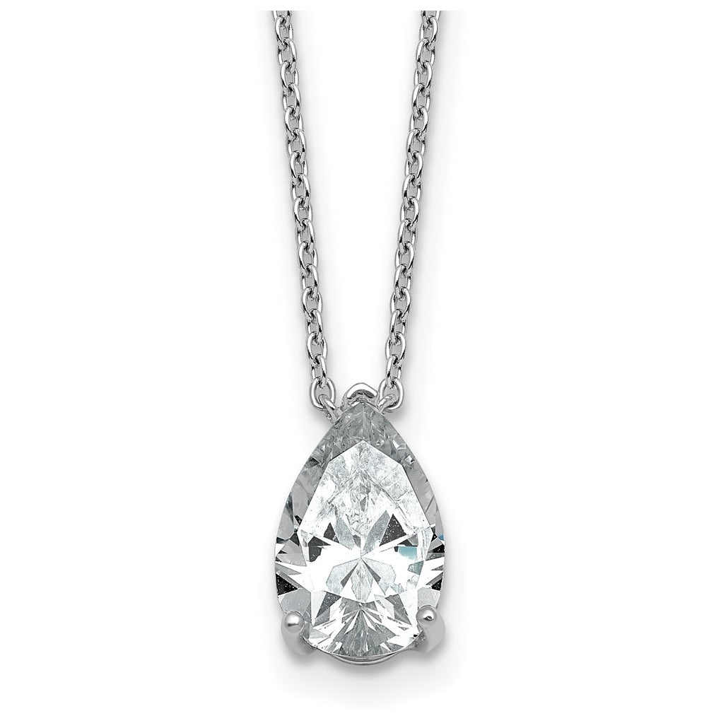 14K Yellow Or White Gold Lab Grown Diamond VS+ F+ Pear Complete 18 inch Three Prong Pendant Necklace
