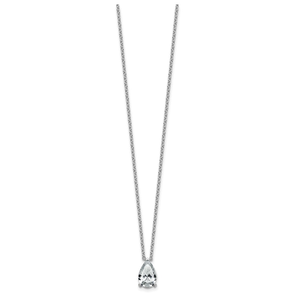 14K Yellow Or White Gold Lab Grown Diamond VS+ F+ Pear Complete 18 inch Three Prong Pendant Necklace