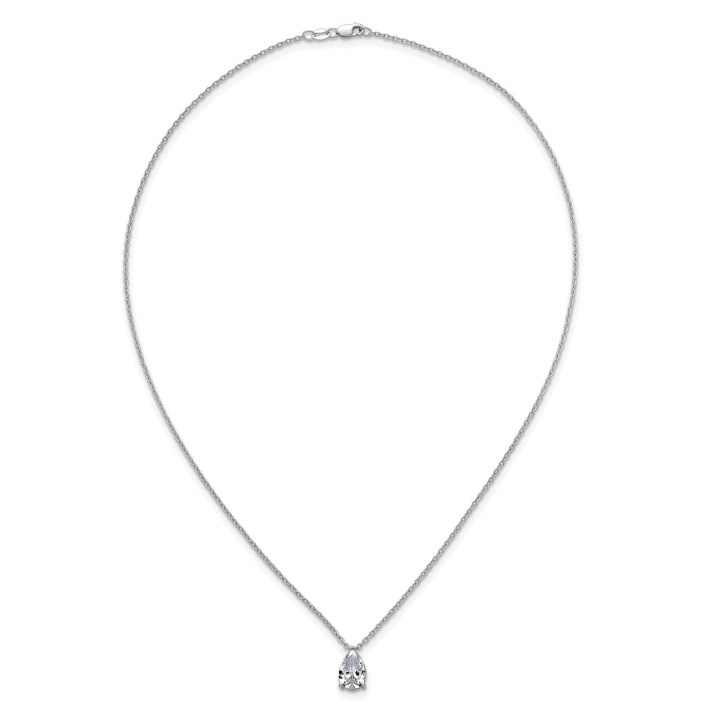 14K Yellow Or White Gold Certified Lab Grown Diamond VS+ F+ Pear Complete 18 inch Three Prong Pendant Necklace