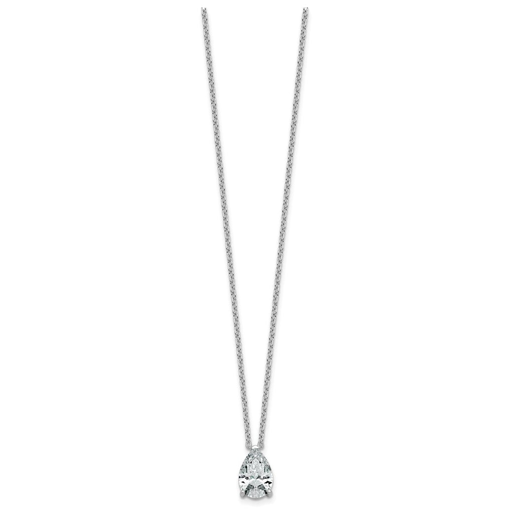 14K Yellow Or White Gold Lab Grown Diamond VS+ F+ Pear Complete 18 inch Three Prong Pendant Necklace