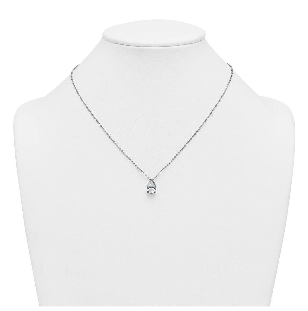 14K Yellow Or White Gold Lab Grown Diamond VS+ F+ Pear Complete 18 inch Three Prong Pendant Necklace