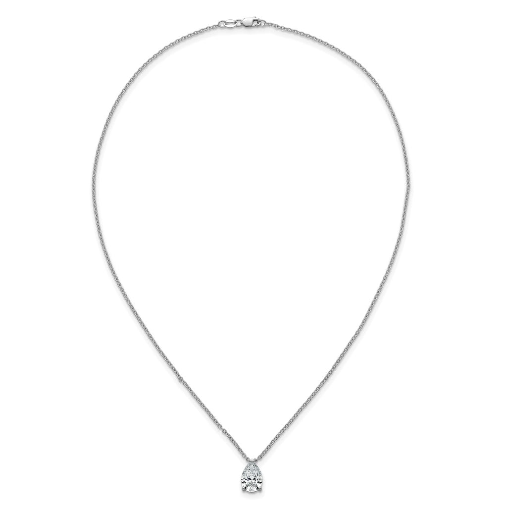 14K Yellow Or White Gold Lab Grown Diamond VS+ F+ Pear Complete 18 inch Three Prong Pendant Necklace