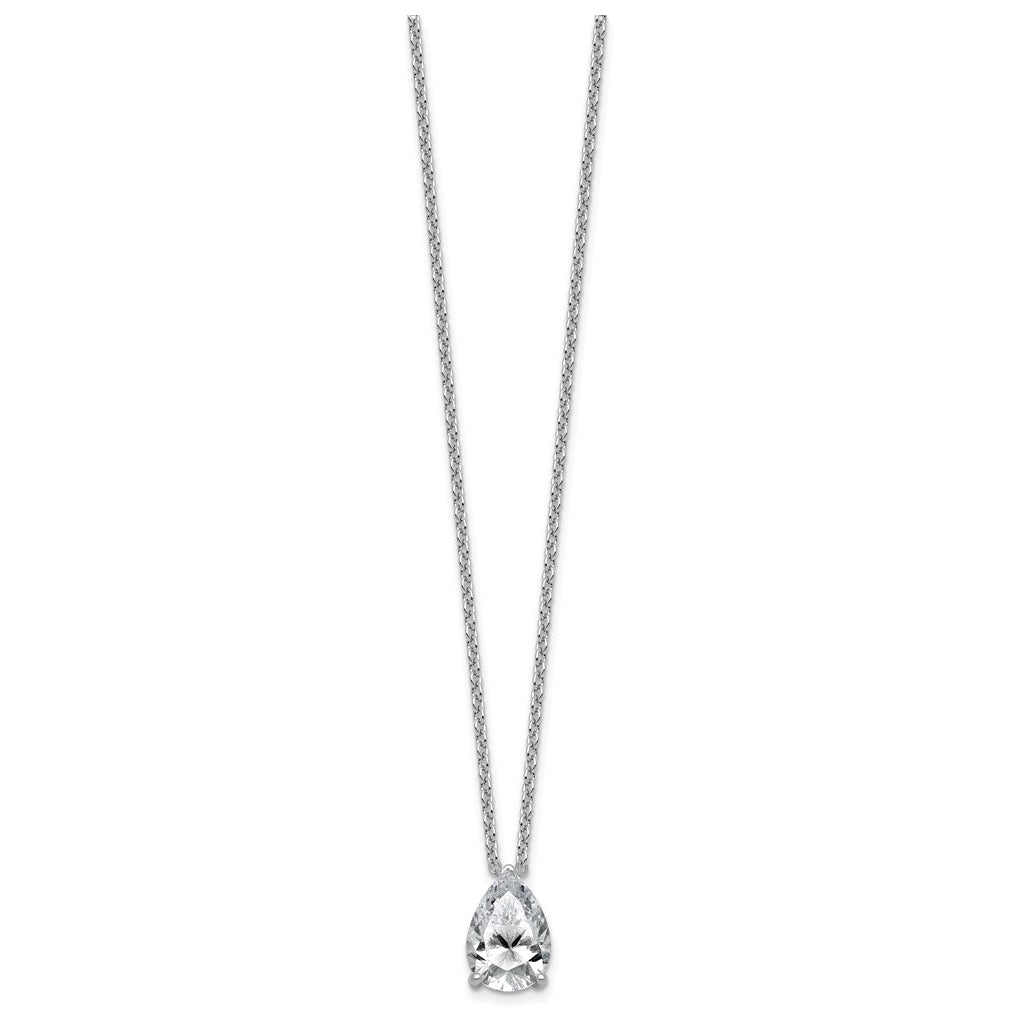 14K Yellow Or White Gold Lab Grown Diamond VS+ F+ Pear Complete 18 inch Three Prong Pendant Necklace