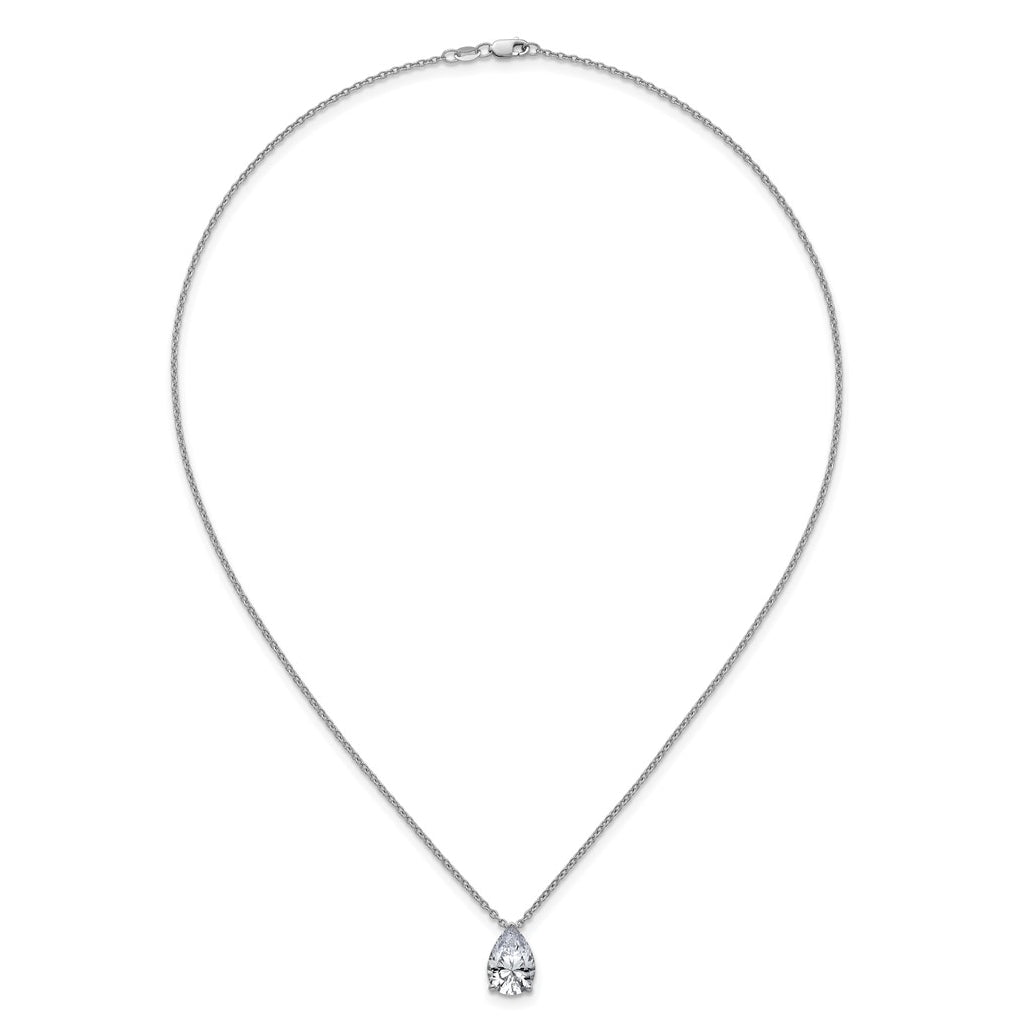 14K Yellow Or White Gold Certified Lab Grown Diamond VS+ F+ Pear Complete 18 inch Three Prong Pendant Necklace