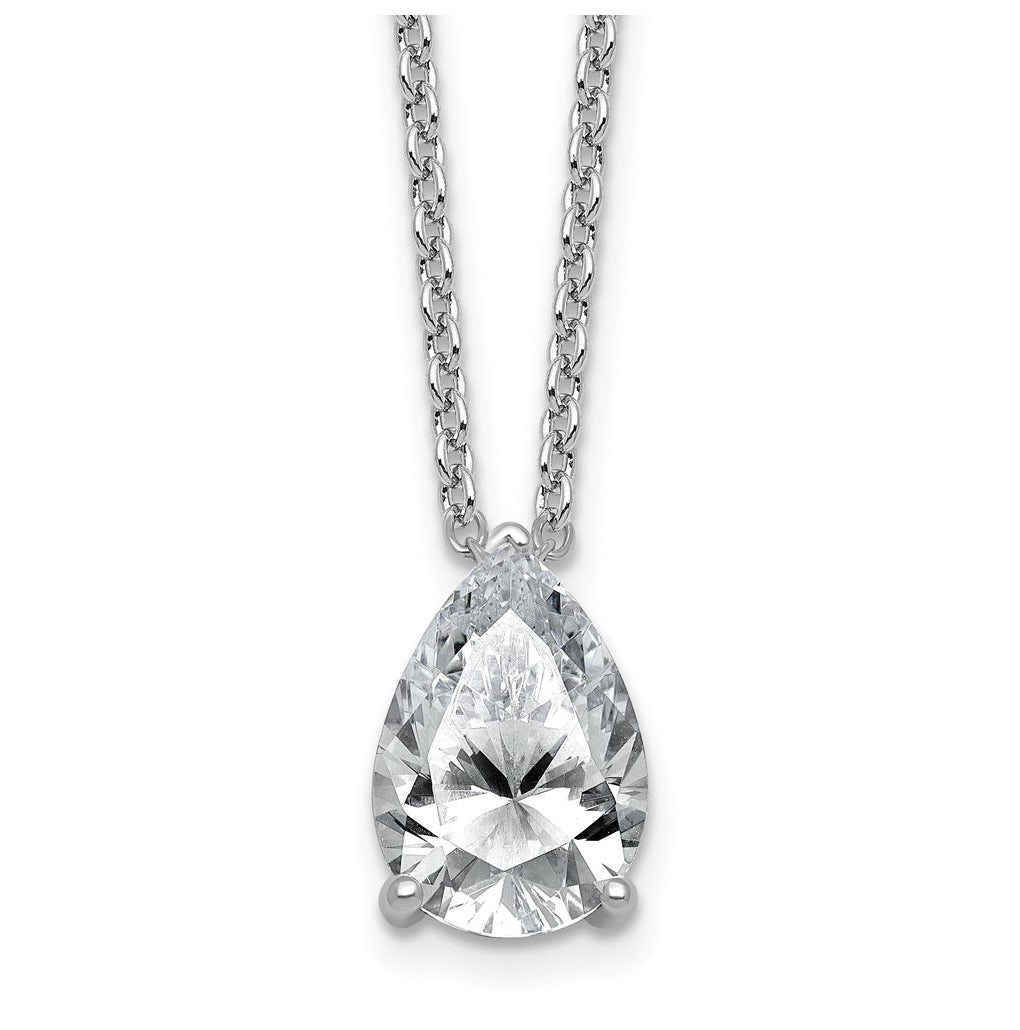 14K Yellow Or White Gold Certified Lab Grown Diamond VS+ F+ Pear Complete 18 inch Three Prong Pendant Necklace