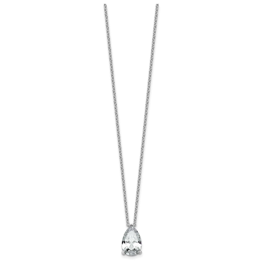 14K Yellow Or White Gold Certified Lab Grown Diamond VS+ F+ Pear Complete 18 inch Three Prong Pendant Necklace