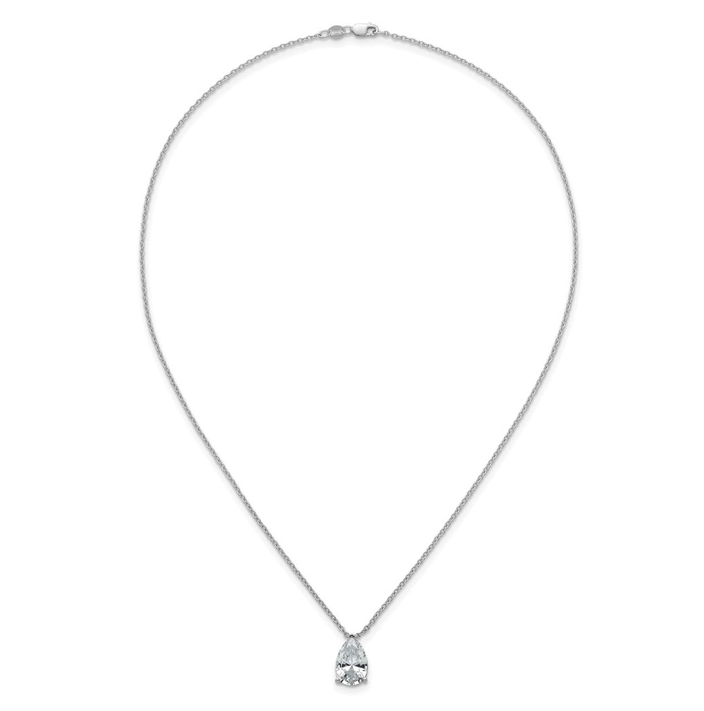 14K Yellow Or White Gold Lab Grown Diamond VS+ F+ Pear Complete 18 inch Three Prong Pendant Necklace
