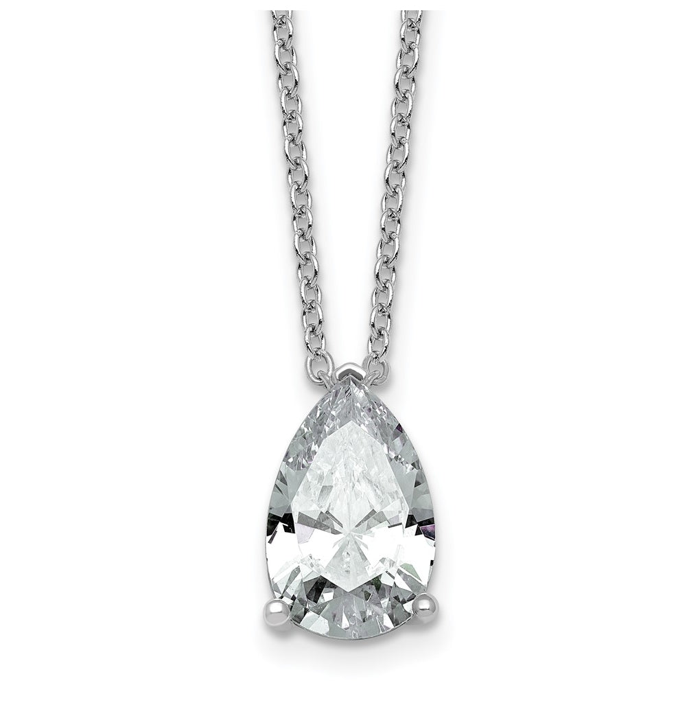 14K Yellow Or White Gold Lab Grown Diamond VS+ F+ Pear Complete 18 inch Three Prong Pendant Necklace