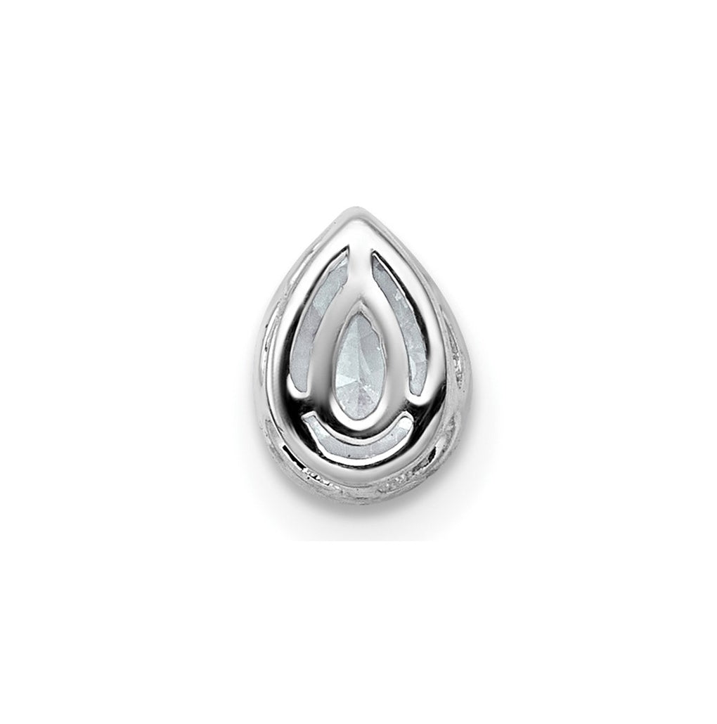 14K Yellow Or White Gold Lab Grown Diamond VS+ F+ Pear Complete Bezel Set Solitaire Chain Slide Pendant