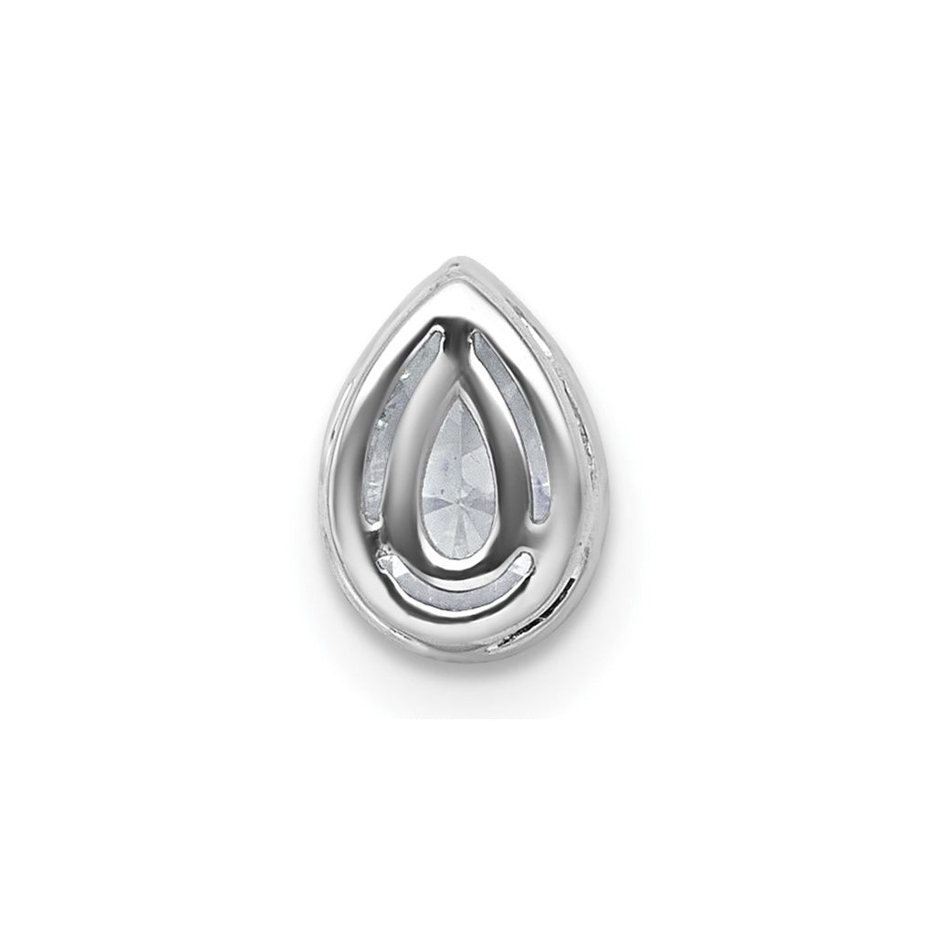 14K Yellow Or White Gold Lab Grown Diamond VS+ F+ Pear Complete Bezel Set Solitaire Chain Slide Pendant