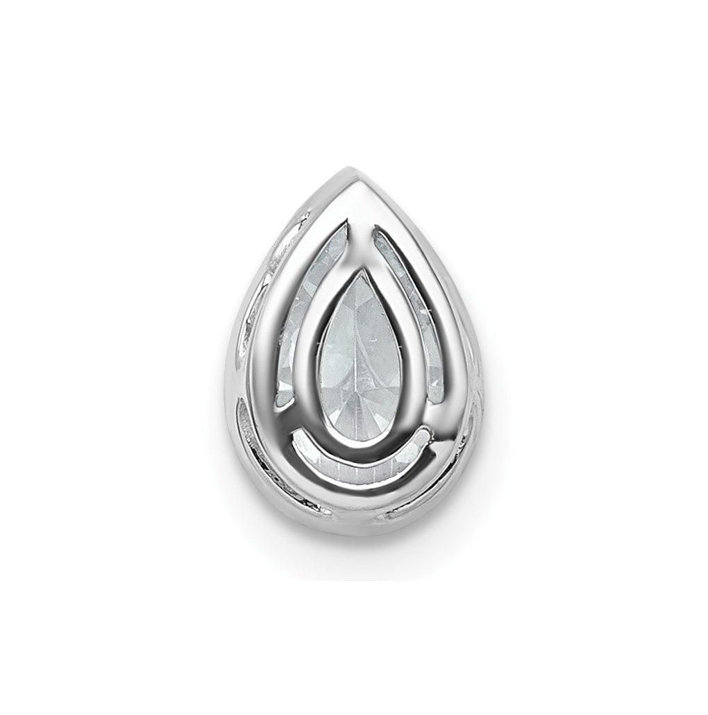 14K Yellow Or White Gold Lab Grown Diamond VS+ F+ Pear Complete Bezel Set Solitaire Chain Slide Pendant