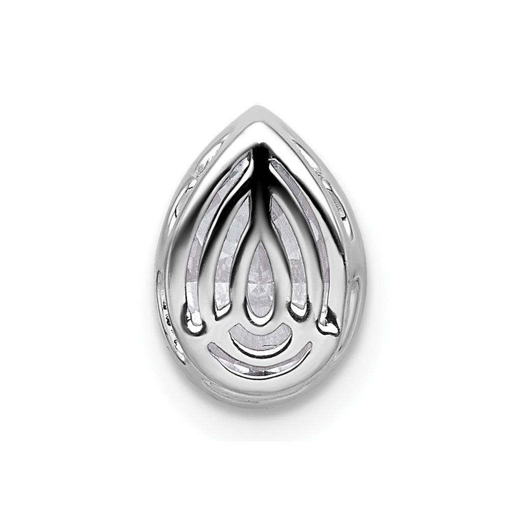 14K Yellow Or White Gold Certified Lab Grown Diamond VS+ F+ Pear Complete Bezel Set Solitaire Chain Slide Pendant