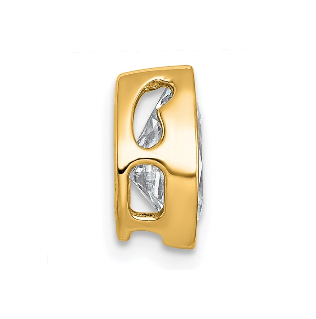 14K Yellow Or White Gold Certified Lab Grown Diamond VS+ F+ Pear Complete Bezel Set Solitaire Chain Slide Pendant