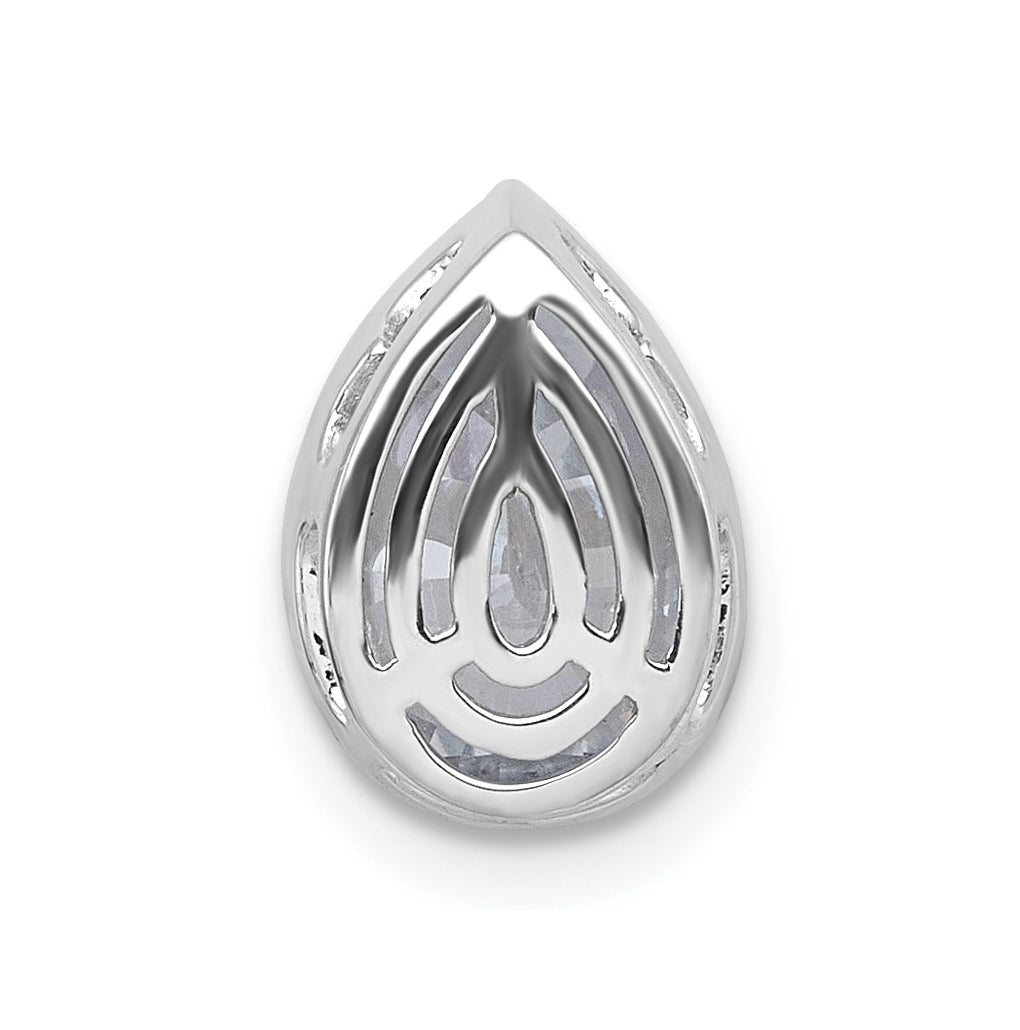14K Yellow Or White Gold Certified Lab Grown Diamond VS+ F+ Pear Complete Bezel Set Solitaire Chain Slide Pendant