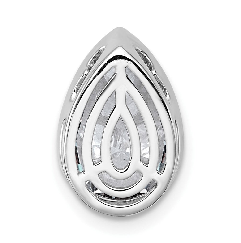 14K Yellow Or White Gold Certified Lab Grown Diamond VS+ F+ Pear Complete Bezel Set Solitaire Chain Slide Pendant